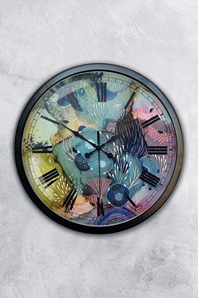 AİB STORE ساعة حائط معدنية سوداء مقاس 40 سم