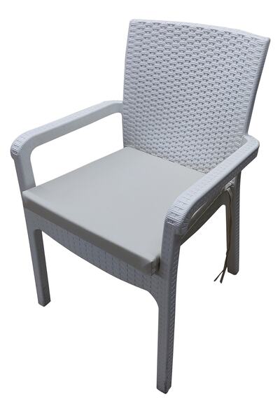 bahçem bahar 6 Adet Su Geçirmez Kumaş Rattan Minderi-krem