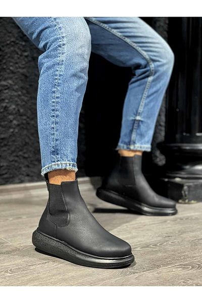 Knack Black High Sole Shoes - 111 Model