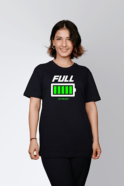 ErTaPassage Μαύρο μπλουζάκι με τύπωμα Ben Hazırım - Γυναικείο T4481922