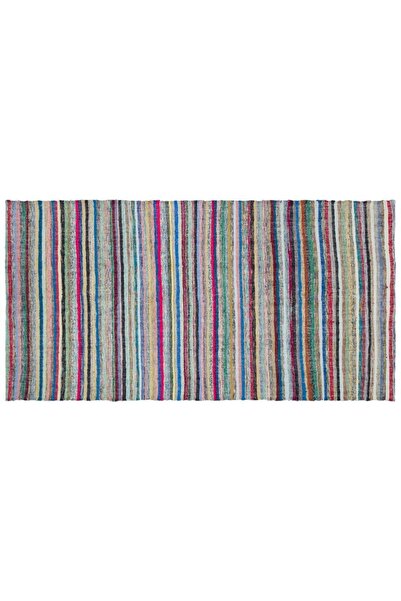 Apex El Dokuması Vintage Yün-Pamuk Çizgili Çaput Halı 31724 165 X 320 cm
