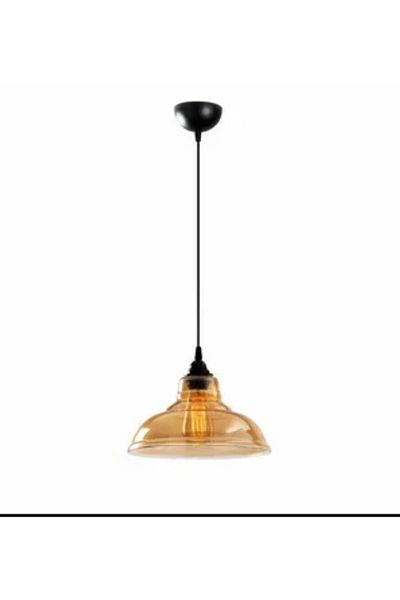 RİOLİGHT 20cm Chandelier Diameter Retro Single Glass Pendant Lamp