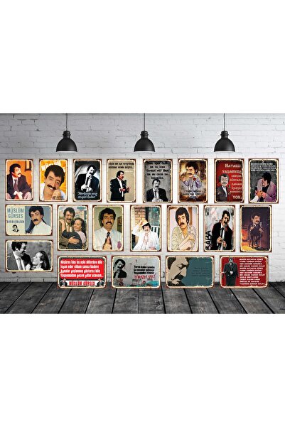 TAKIFİX Müslüm Gürses Seti 20 Adet 20x30 Cm Retro Ahşap Tablo