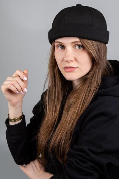 şapkadan Hiphop Kadın Şapka Docker %100 Pamuk Siyah Tokalı