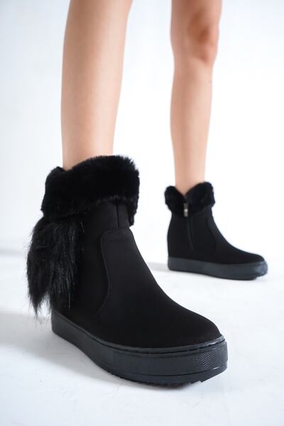 Moda Değirmeni Dámské péřové krátké kozačky Md1138-116-0001