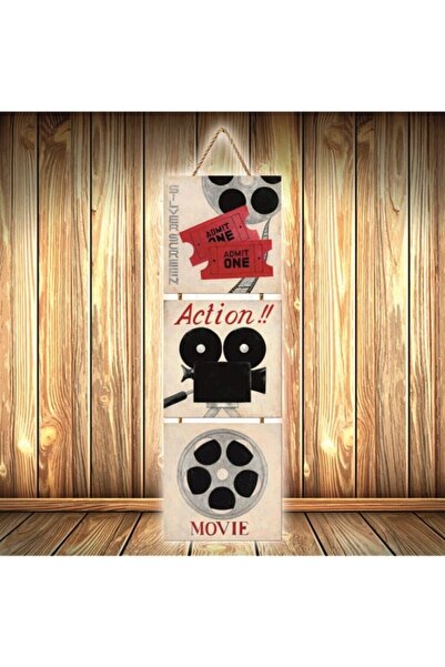 hazalshop Τριπλή ρετρό ξύλινη αφίσα με σχέδιο ταινίας δράσης Ü428