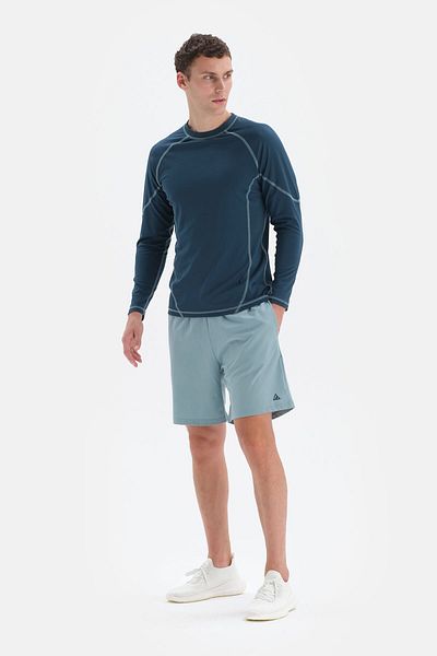 Dagi Petrolfarbene Leggings mit detaillierten Shorts