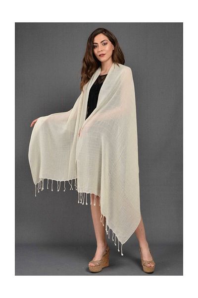 Dosimira Striped Linen Cotton Large Shawl 75x200 Cm