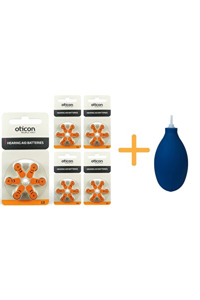 Oticon 13 Numara Işitme Cihazı Pili (5 Paket X 6= 30 Adet) + Hediye Temizleme...