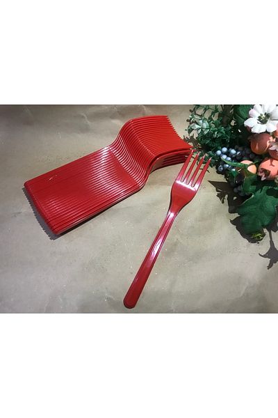 Deniz Party Store Red Plastic Disposable Forks 24 Pieces