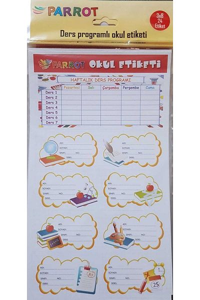 Parrot School Label with Lesson Program 3x8 24 Labels