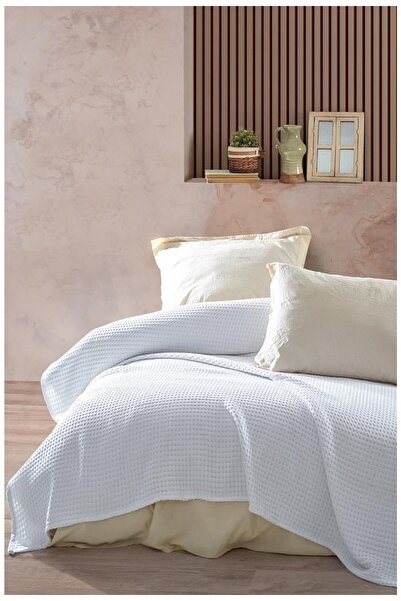 Reyo بطانية هوم مزدوجة من القطن بطبعة الوافل مقاس 220×240 سم