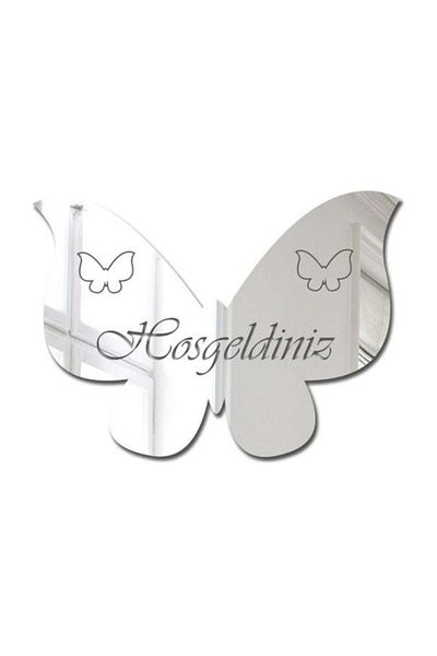 YENİ HEDİYELİK DÜNYAM Στολίδι πόρτας με πεταλούδα Welcome Plexi Mirror Chrome - Kks13