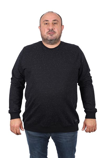 Starbattal Φούτερ μεγάλου μεγέθους Crew Neck Δερμάτινο Arma 22703-μαύρο