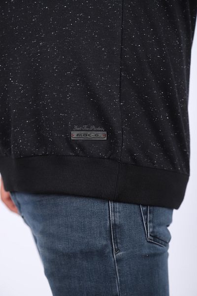 Starbattal Φούτερ μεγάλου μεγέθους Crew Neck Δερμάτινο Arma 22703-μαύρο