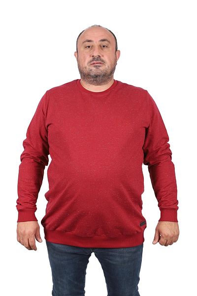Starbattal Large Size Sweatshirt Crew Neck Leather Arma 22703-burgundy