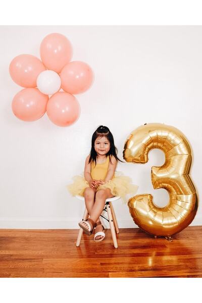 MFM Set de baloane din folie de aur pentru petrecere, 3 ani
