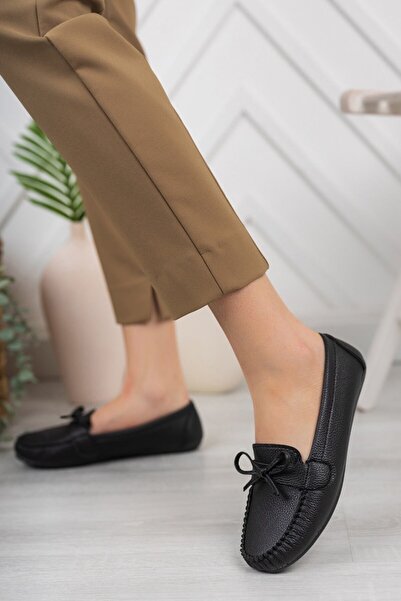 BOUIS Women's Black Casual Daily Shoes with Bow Detail, Comfortable and Flexible Sole, Stylish Ballerinas