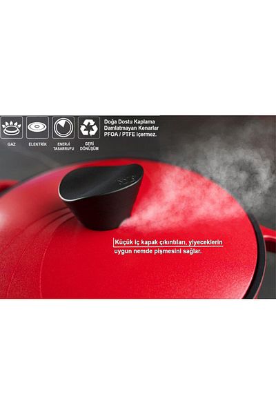 Prima Nova Bordain Aluminum Casting Ceramic Coating 7 Piece Cookware Set Red