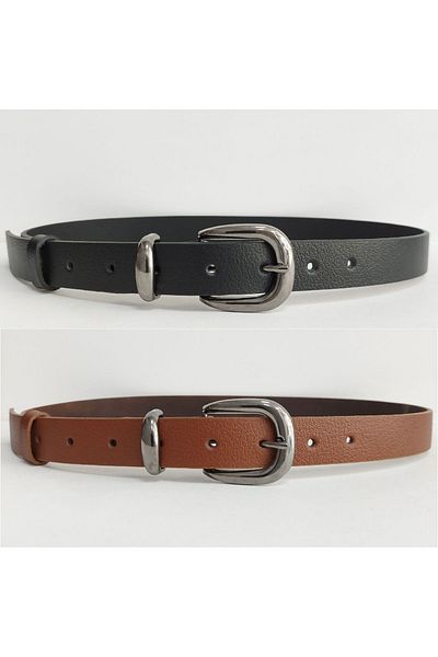 Kemerix 100% Genuine Leather Black-tan 2-Piece Women's Belt