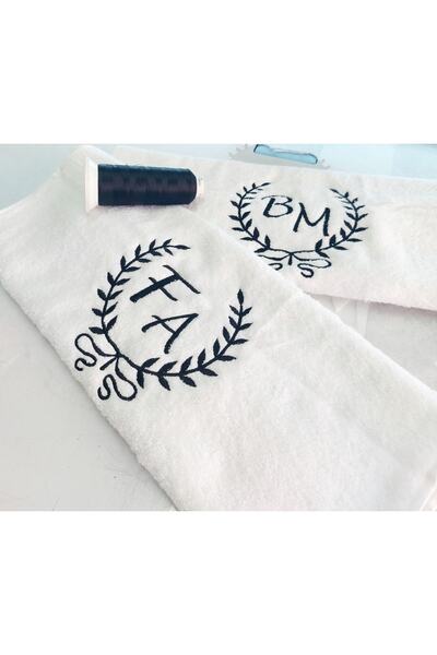 NAKIŞ HOME DESİGN Kişiye Özel Çift Harf Nakışlı 70x140 Banyo Havlusu