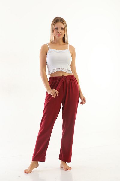Arvin Pijama Women's Claret Red Solid Color Thermal Pajama Bottoms