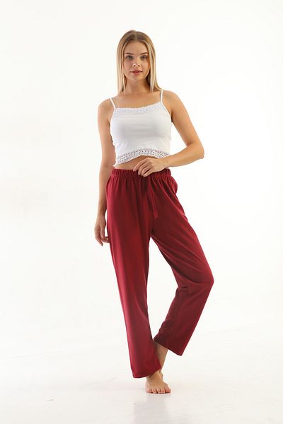 Arvin Pijama Women's Claret Red Solid Color Thermal Pajama Bottoms
