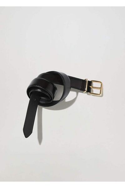 MANGO Woman Square Buckle Leather Belt