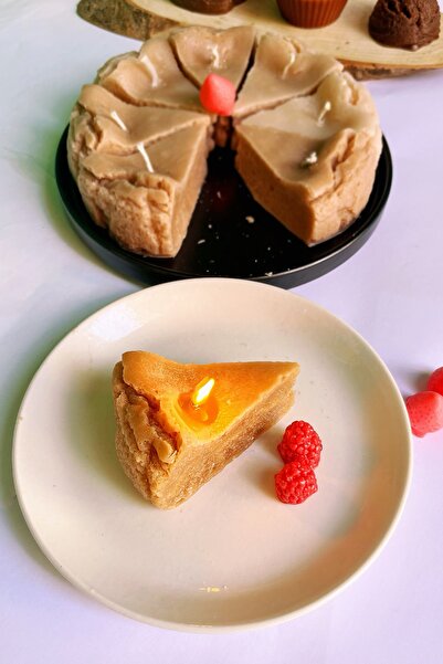 SANAT SEPET İŞLERİ Kek Dilimi Vanilla & Coffee Kokulu El Yapımı Dekoratif Mum