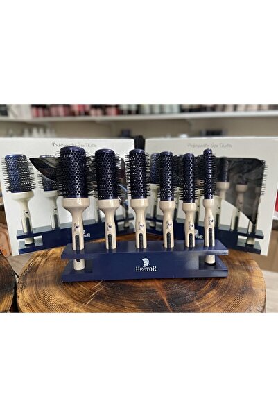 Hector Thermal Ceramic Coated -6 Hair Brush Set with Body Stand, New -M-S-Hai...