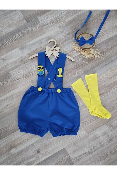 Feriatolye Minnion Concept Blue Baby Boy Salopet Birthday Costume