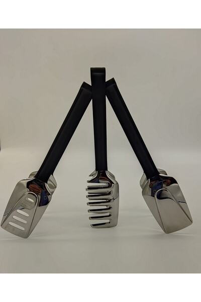 Wessenburg 3 Piece Black Steel Tongs Set