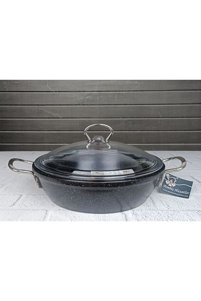 Pembishayatlar Crown Gravita Cast Iron Flat Pot 24 Cm Black
