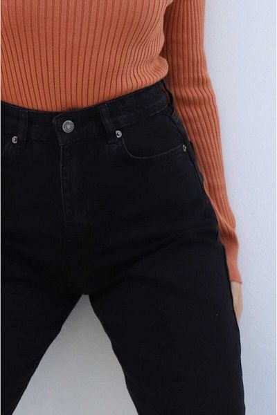 Livik Pablo Women's Unfading Black High Waist Wide Leg Denim Jeans - Loose Cut