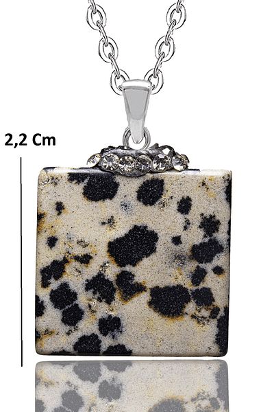Tesbih Atölyesi Certified Zircon Stone Quail Spotted Jasper Stone Necklace