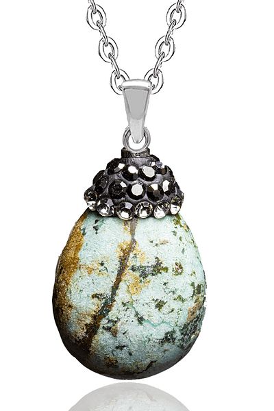 Tesbih Atölyesi Turquoise Stone Necklace with Certified Zircon Stone (Iran)