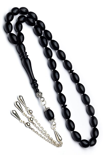 OTTOTESBİH Стислі бурштинові чотки зі срібною китицею