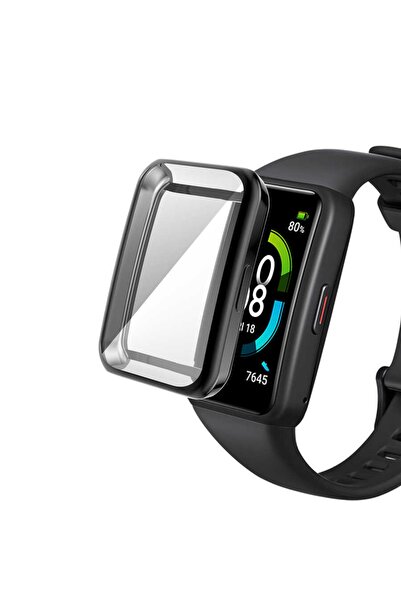 Nezih Case Huawei Band 7 Uyumlu Silikon Kasa Ve Ekran Koruyucu 360 Tam Koruma