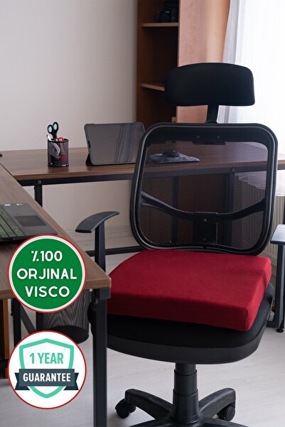 Viscomina وسادة جلوس لتقويم العظام - أصلية باللون الأحمر الداكن من فيسكو للظه...