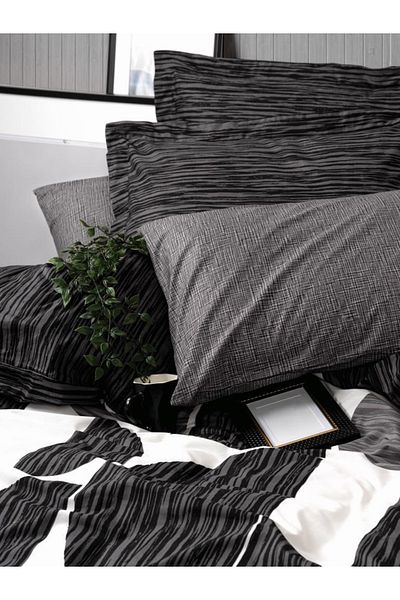 Cotton Box Μοντέρνο Σετ Παπλωματοθήκη Niko Anthracite