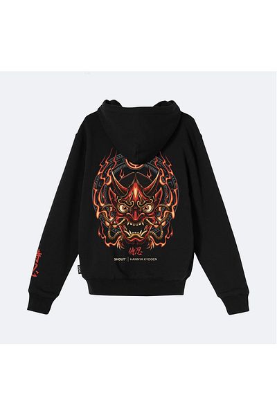 Shout Υπερμεγέθη Hannya Kyogen Oldschool Unisex κουκούλα με φερμουάρ