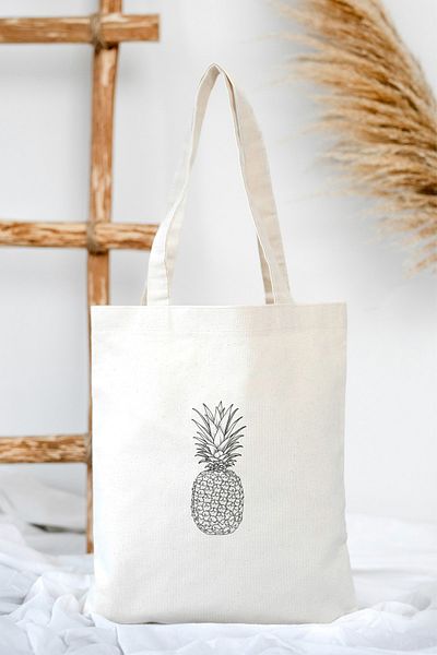 feinas Τσάντα Tote Canvas - Ανανάς (35x40cm - 320gr 100% Βαμβάκι)