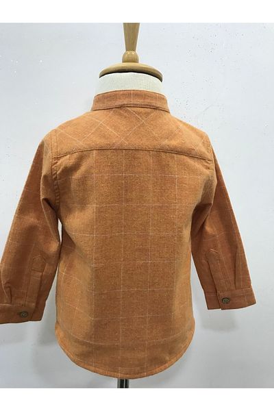 Çikoby Baby Boy Orange Checkered Lumberjack Shirt