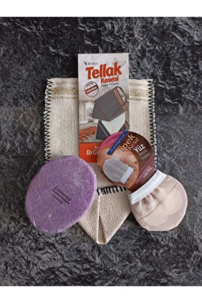 Verda Natural Kalın Tellak Kesesi + Yüz Masaj Kesesi + Sünger Sabun 3'lüsü