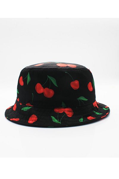 şapkadan Cherry Pattern Bucket Fisherman Bucket Hat