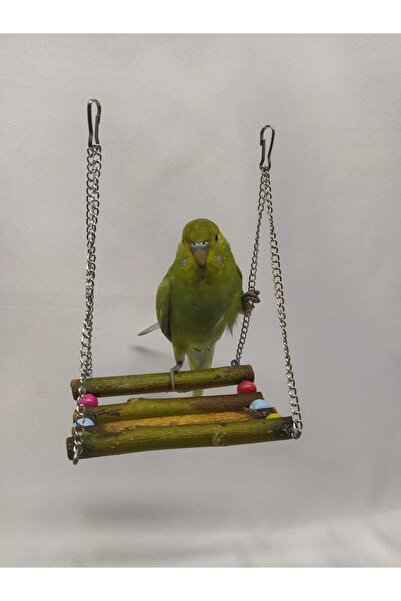 Mavi Kaktüs Kus Oyuncagı Zıncırlı Dekoratıf Salıncak Kafes Oyuncagı Ahsap Sal...