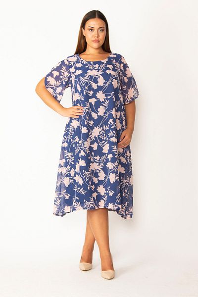 Şans Plus Size Dress - Navy blue - A-line