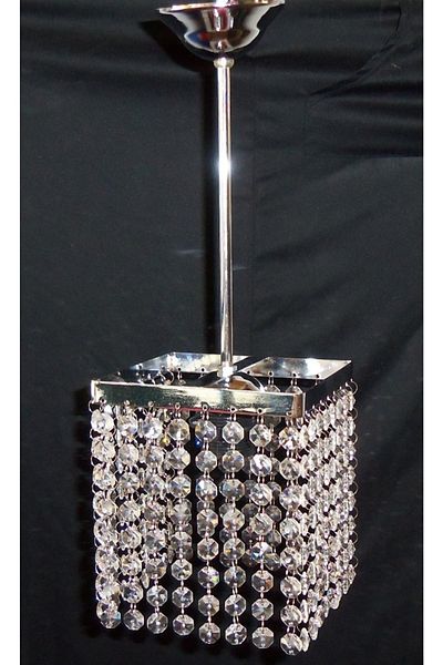 TEKAY AYDINLATMA Square Stone Chandelier Metal Chrome Islelet Width: 15 cm