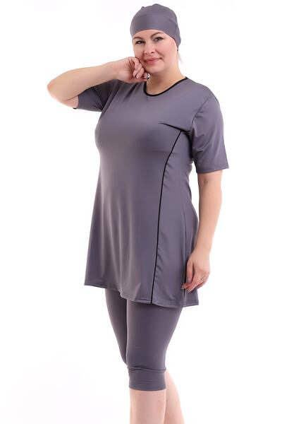 Aykum Mayo Half Sleeve Piping Plus Size Hijab Swimsuit