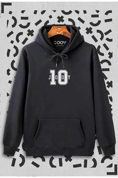 Jooy Company Hanorac negru cu glugă imprimat numărul 10